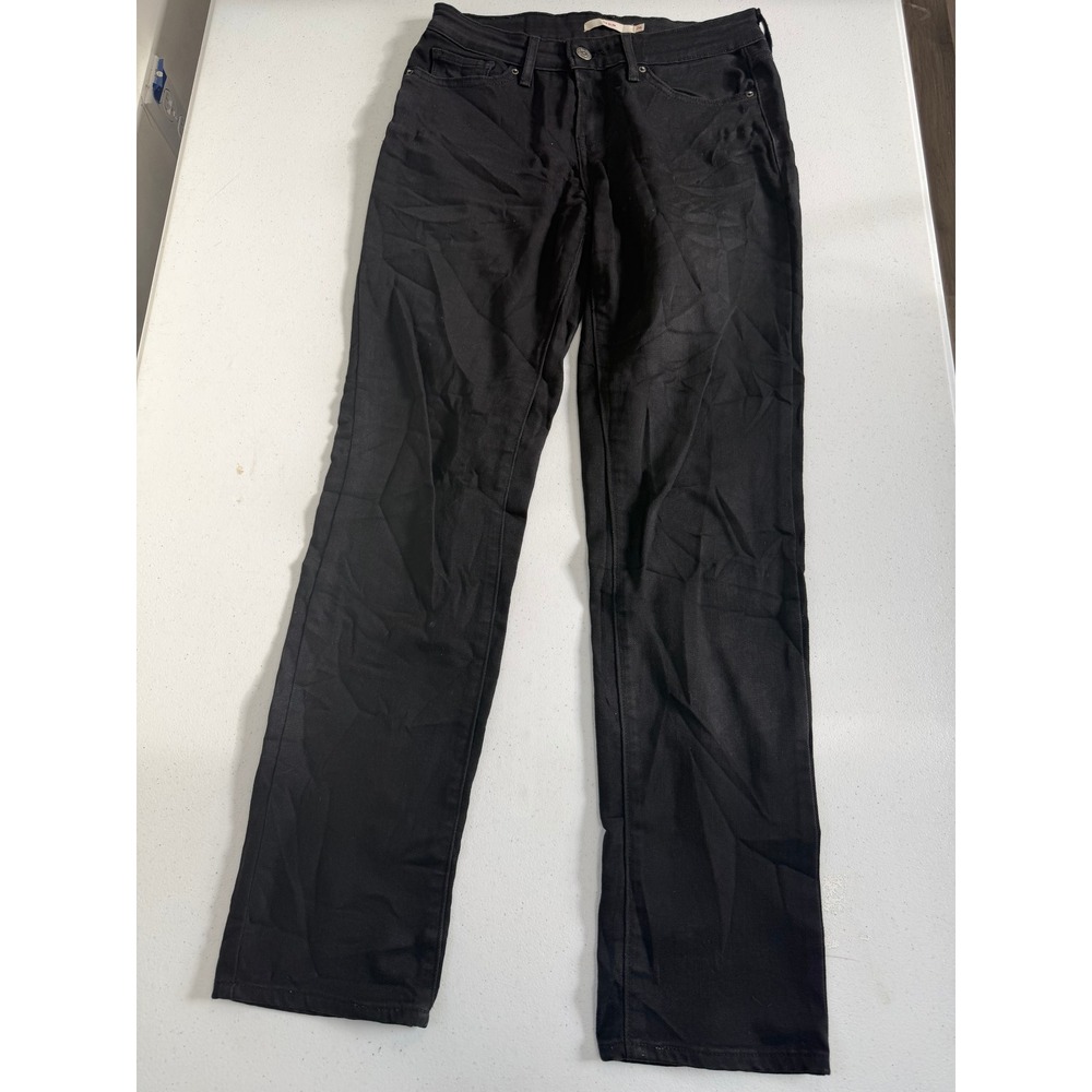 Levis 712 Slim Jeans Black Mid Rise Denim Pants Size 26 Womens Solid Classic